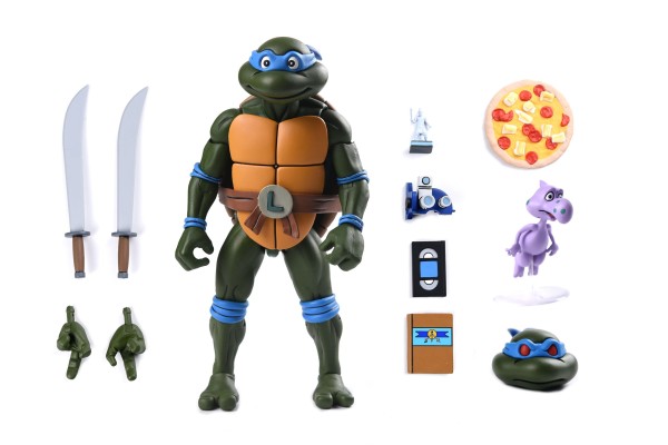 Teenage Mutant Ninja Turtles Leonardo VHS Cartoon NECA Ultimate TMNT Pizza Club Edition